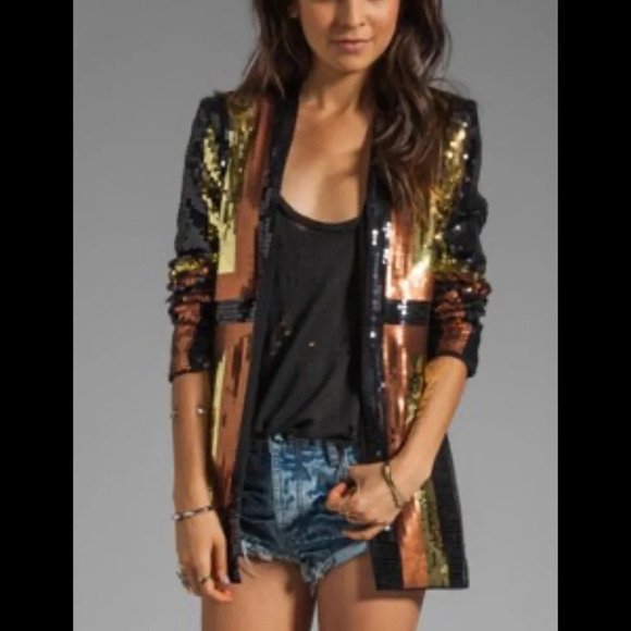 Nwt the devil inside sequin jacket one teaspoon L $200 revolve boho fall casual - Picture 1 of 6